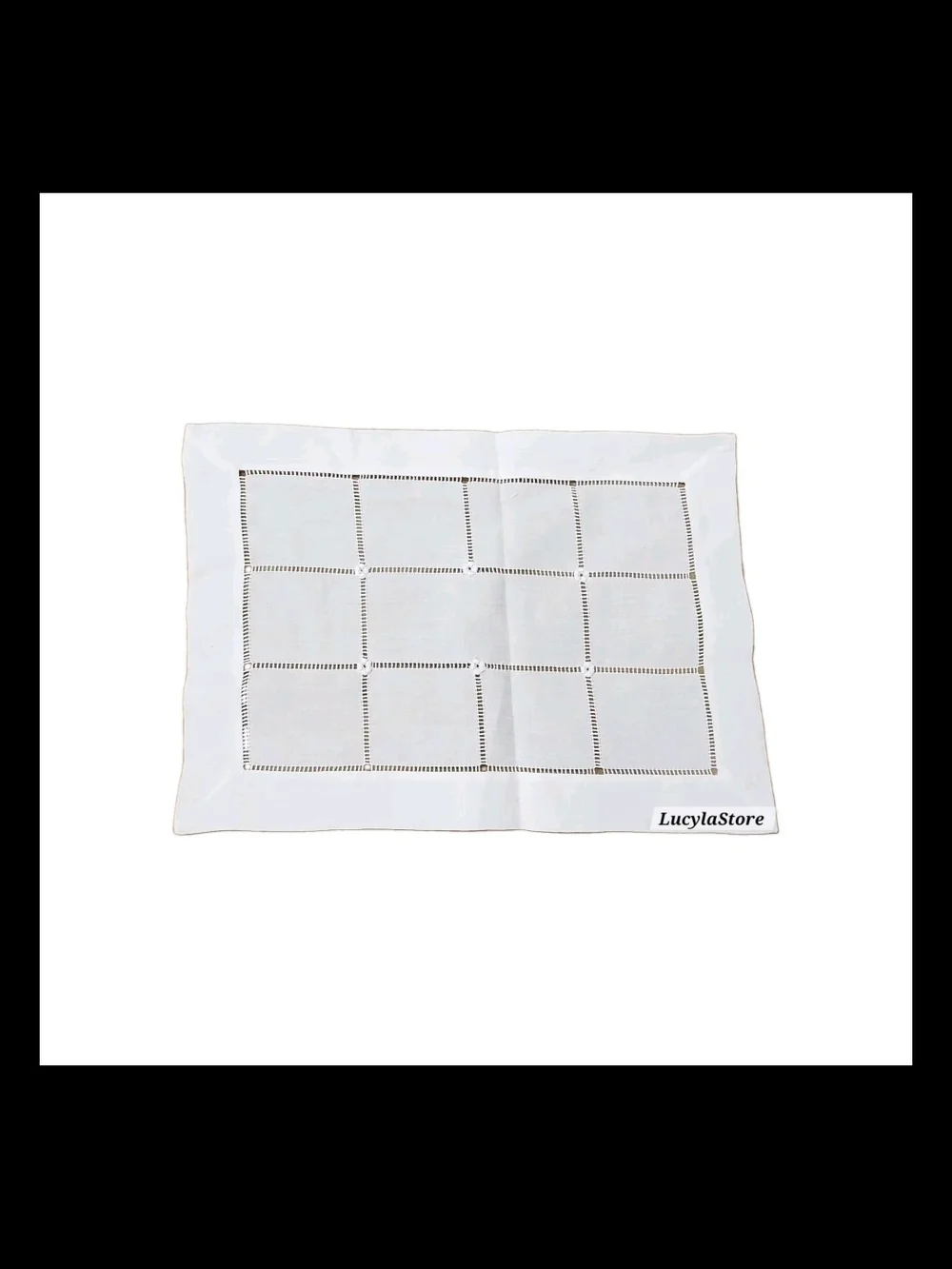 Vintage Linen Dinner Placemat Crochet 16x11 Rectangle Grid Pattern new old stock